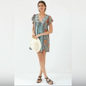 Anthropologie Astrid Tunic Dress in Paisley Floral print with side pockets